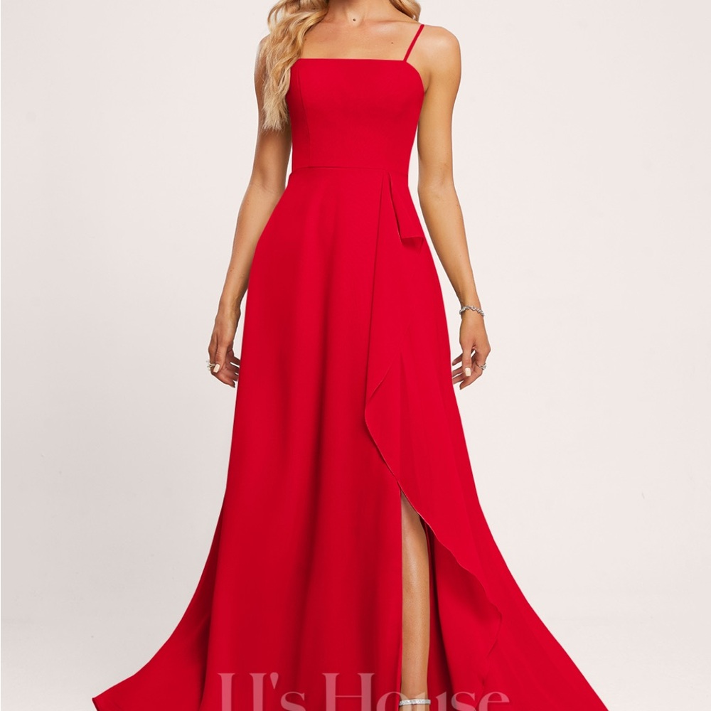 JJs House Red Maxi Dress Spaghetti Strap A-line